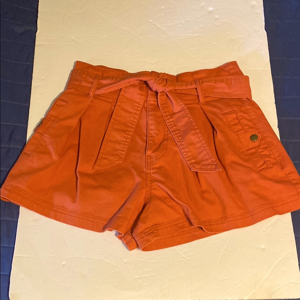 Forever 21 High Waist Orange Shorts. Front tie belt. Like new.